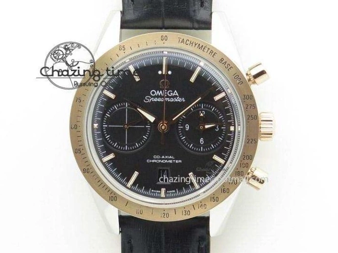 0817 Speedmaster ’57 Co-Axial RG OMF 1:1 Best Edition Black Dial On RG Bracelet A9300 (Free Leather Strap) MoistureWicking 8070